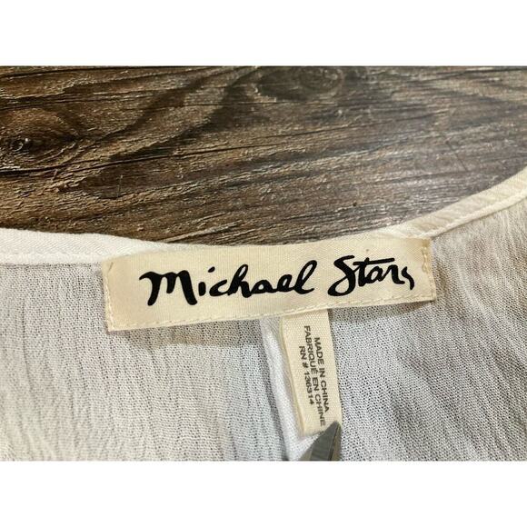 Michael Stars Womens White Honeymoon Caftan Boho Fringe Beach Cover OS - Picture 4 of 8